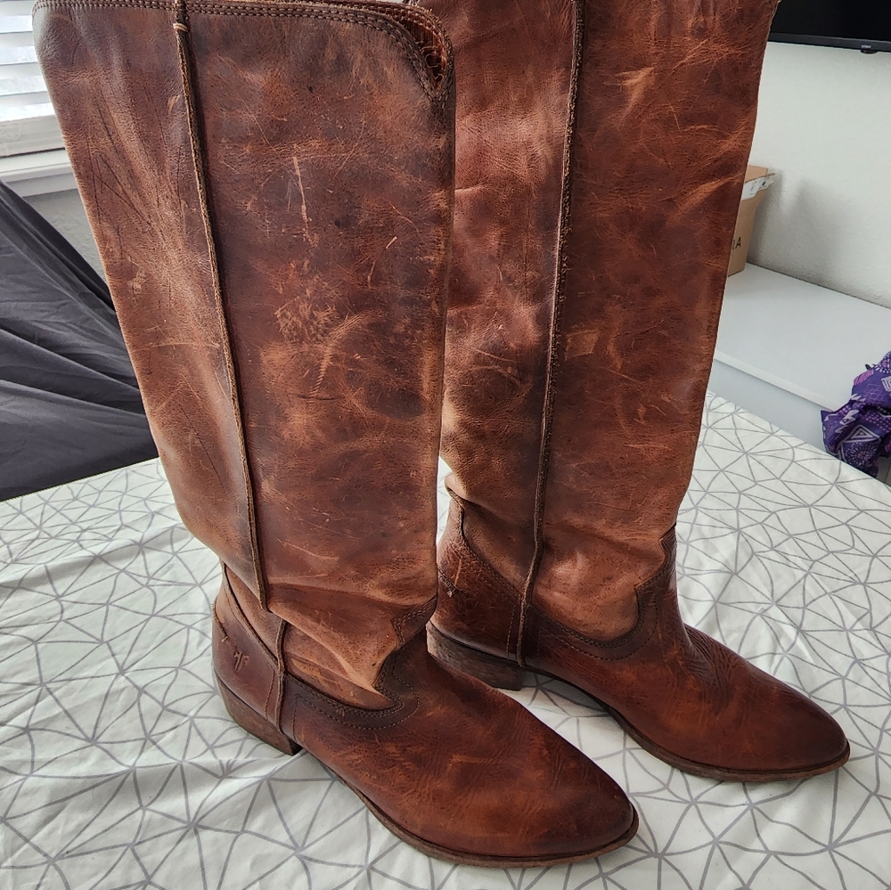 Frye Ray Seam Tall Pull on Knee-High Boots 10M N18